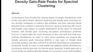 Density Gain Rate Peaks for Spectral Clustering [upl. by Llertnek]