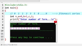 C Program to Print Fibonacci Series  Learn Coding [upl. by Ardnaeel18]