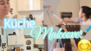 DIY Küche Makeover🖌Low Budget💰Küche neu streichen 💜❤️ [upl. by Trebla27]