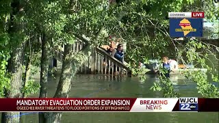 Effingham County homes on Ogeechee River flooded with water told to evacuate as a result of Debby [upl. by Pratte708]