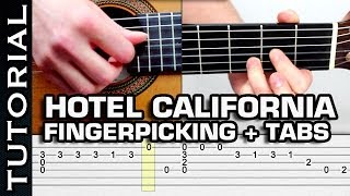 como tocar Hotel California FingerPicking  Clase Completa con tabs en guitarra acústica [upl. by Adnawyek90]