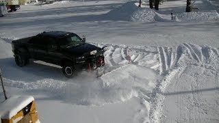 Snow Plowing 02 Chevy Silverado Dually Western Pro Plow Custom Wings [upl. by Iridis]