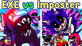 Friday Night Funkin SonicEXE vs Imposter V4 Suspicious Trouble  FNF ModTriple Trouble Battle [upl. by Odlareg]