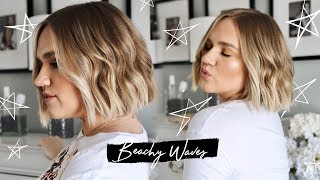 HOW I STYLE MY SHORT HAIR BEACHY UNDONE WAVES USING A STRAIGHTENER [upl. by Abbye426]