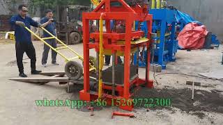 QT4 40 manual hand operation small 4 6 inch concrete hollow blocks making machine for Africa buildin [upl. by Arondel]