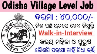 Odisha Village Level Job Recruitment 2024  Salary  40000 Per Month  Odisha Govt Job [upl. by Akcirderf]