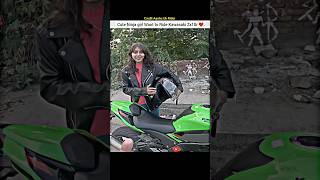 Cute Ninja girl want to ride Kawasaki Ninja zx10r 🔥cutegirl police viralvideos shortsreaction [upl. by Harbird]