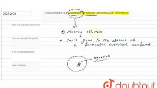 A nueurospora si an auxotroph for tyrosine an anmio acid  This means [upl. by Arnold]