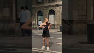 A beautiful violinist performing on a street of Warsaw Poland [upl. by Navlys]