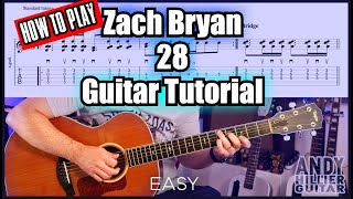 How to play Zach Bryan  28 Guitar Tutorial with TABs [upl. by Young]