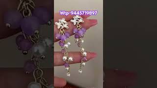 Flower with long Tasseled earrings 🤩🎉trending trendingshorts koreanearings koreanaccessories [upl. by Durr]