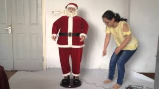 60quot Red Music Move Realistic Collect Santa Claus Doll Xmas Decor SAD60001 [upl. by Farlay108]