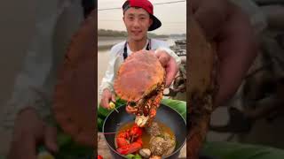 Chinese Fisherman Seafood Mukbang cooking amp Eating Fresh Caught Big Lobster Ep001 [upl. by Haropizt]