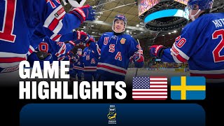 Highlights USA vs Sweden  2024 WorldJuniors [upl. by Ymmac]