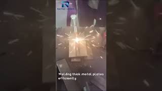 Air cooling handheld laser welding machine welding thick metal plates [upl. by Sidky]