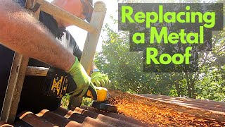 Replacing a Metal Roof  Part 1 Demolition [upl. by Izy]