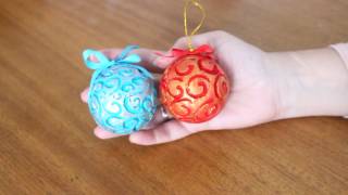 Esferas navideñas de telgopor decoradas con bajo relieve  Decorated Styrofoam Christmas Spheres [upl. by Morez]