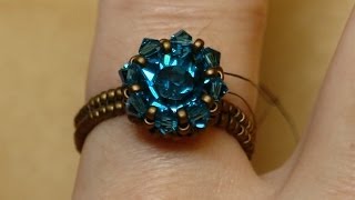 Sidonias handmade jewelry  Swarovski Solitaire beaded ring [upl. by Charlotta]