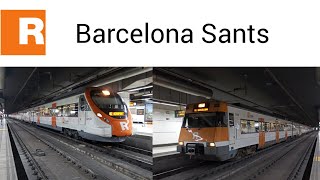 Trenes de Rodalies de Catalunya en la estación de Barcelona Sants [upl. by Sid]