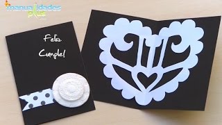 Tarjetas para Cumpleaños Aniversario en Blanco y Negro Corazon Calado y Rosetones en telgopor [upl. by Ayel]