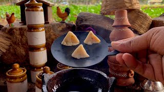 Miniature Samosa  ASMR  Mini Real Cooking  Street Style Samosa  Green Chutney  Imli Ki Chatni [upl. by Hanus]