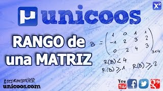 RANGO de una matriz por determinantes 02 BACHILLERATO unicoos [upl. by Yasnyl]