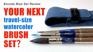 BEST NEW WATERCOLOR TRAVEL BRUSH SET 🎨 Escoda Blue Set Review Perla Ultimo amp Prado in action [upl. by Am]