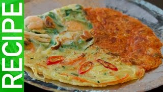 3 Korean pancakes in ONE PAN  kimchi spring onion vegetable l 3부침개 in 1팬 레시피 [upl. by Terbecki]