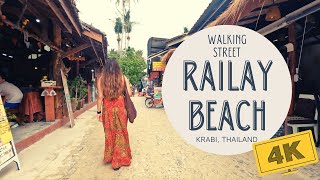 Railay Beach Krabi  Thailand  Walking street 4K 022022 [upl. by Ahsauqal]