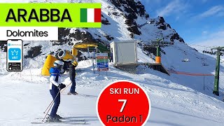 Arabba Dolomiti Italy  ski run 7 Padon I short video 55quot [upl. by Nireves]