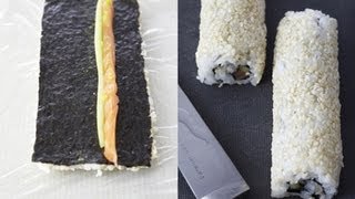 Technique de cuisine  réaliser des makis inversés [upl. by Anaitak]