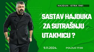 Sastav Hajduka za sutrašnju utakmicu [upl. by Asetal985]