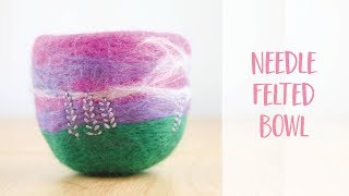 Needle Felted Bowl How to DIY Tutorial  Craftiosity  Craft Kit Subscription Box [upl. by Gelasius355]