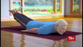 PM Modi shares animated video of Shalabhasana promotes yoga [upl. by Latoya27]