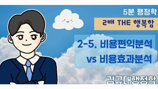 5분행정학 ☘️Theme25 비용편익분석 vs 비용효과분석김규대행정학 [upl. by Nivrae]