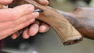 HOW TO CHECKER A MULLERED BORDER ON A GUNSTOCK [upl. by Akirat565]