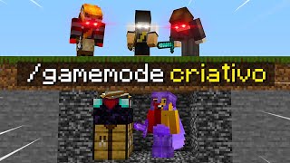 3 CAÇADORES VS 1 SPEEDRUNNER com MODO CRIATIVO A CADA 1 MINUTO NO MINECRAFT [upl. by Giacobo]