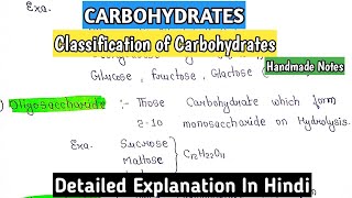 Carbohydrates  Classification of Carbohydrates  Monosaccharide Oligosaccharides Polysaccharides [upl. by Ackerman]