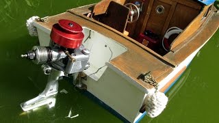 Nitro outboard engine on a RC model boat  part III [upl. by Mcnully]