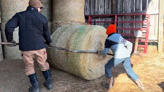 Testing out a NEW hay BALE UNROLLER design [upl. by Nilpik]