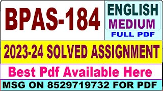 BPAS 184 solved assignment 202324  bpas 184 solved assignment 2024 in English  bpas 184 english [upl. by Etteluap]