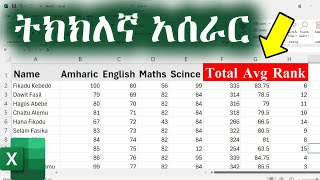 ኤክሴል ላይ ድምር ፣ አቬሬጅ እና ራንክ ትክክለኛ አሰራር  Sum average and Rank in excel [upl. by Adnoloy164]