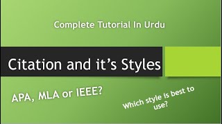 What is MLA  IEEE Citation amp How to Write MLA amp IEEE References  Citation PART 2  Urdu Tutorial [upl. by Eduard303]