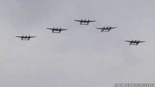 FIVE 5 P38 Lightnings in the air AT ONCE   2013 PLANES OF FAME AIR SHOW [upl. by Adiaj]