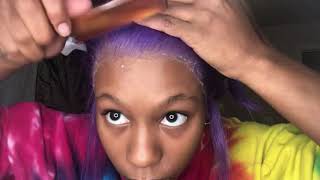 PURPLE BOB LACE FRONT WIG INSTALLvery detailedno bald cap methodquick and easy install [upl. by Eireva256]