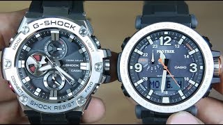 CASIO GSHOCK GSTEEL GSTB1001A VS PROTREK PRG6001D [upl. by Dibbell960]