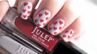 Mini Hearts Manicure Nail Art Tutorial [upl. by Gombosi]