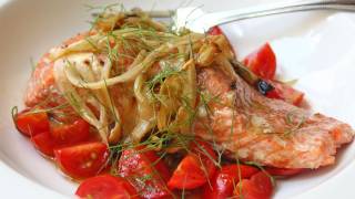 Fennel Smoked Salmon  HotSmoked Salmon Recipe with Fennel and Tomatoes [upl. by Davina434]