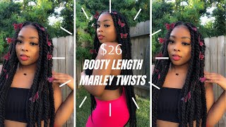 BOOTY Length MARLEY TWISTS on Natural 4C4B Hair 😍 Beginner DIY Tutorial  Rubberband Method  2023 [upl. by Debbi]