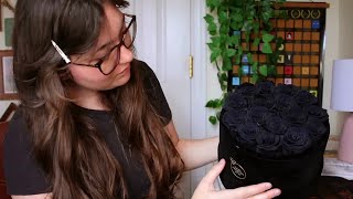 Review Rose Forever 🖤 16 Black Roses  Black Round Velvet Box [upl. by Marleen917]